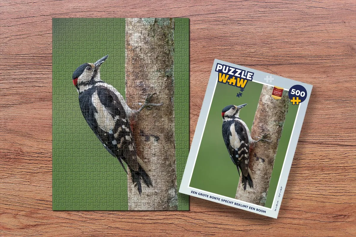 PuzzleWow Legpuzzel Een Grote Bonte Specht - 500 Stuks - Multicolor