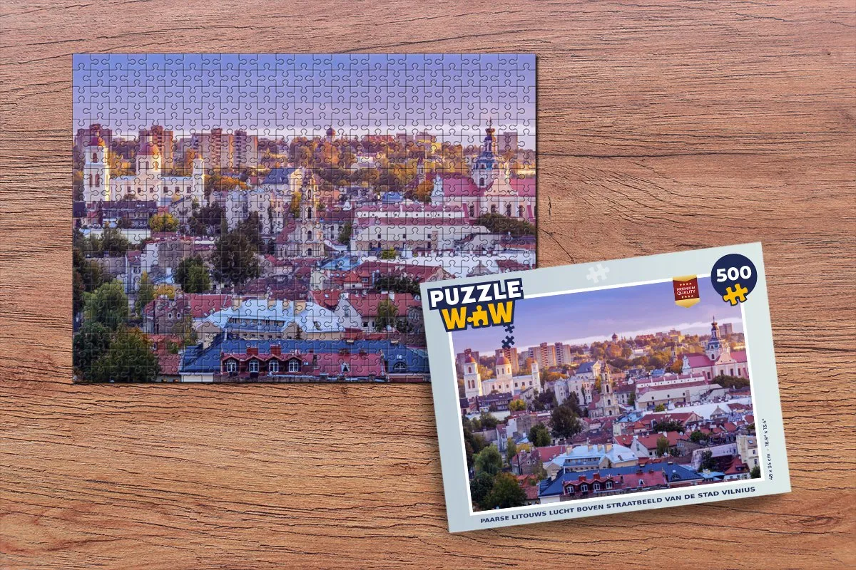 PuzzleWow Vilnius Luchtbeeld Legpuzzel 500 Stuks - Multicolor