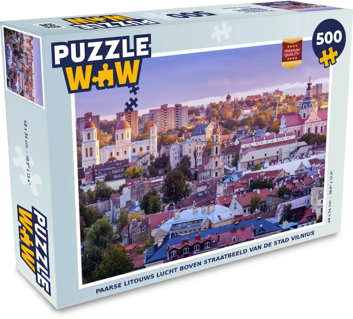 PuzzleWow Vilnius Luchtbeeld Legpuzzel 500 Stuks - Multicolor