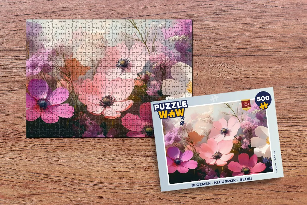 PuzzleWow Bloemen Legpuzzel 500 Stuks - Roze
