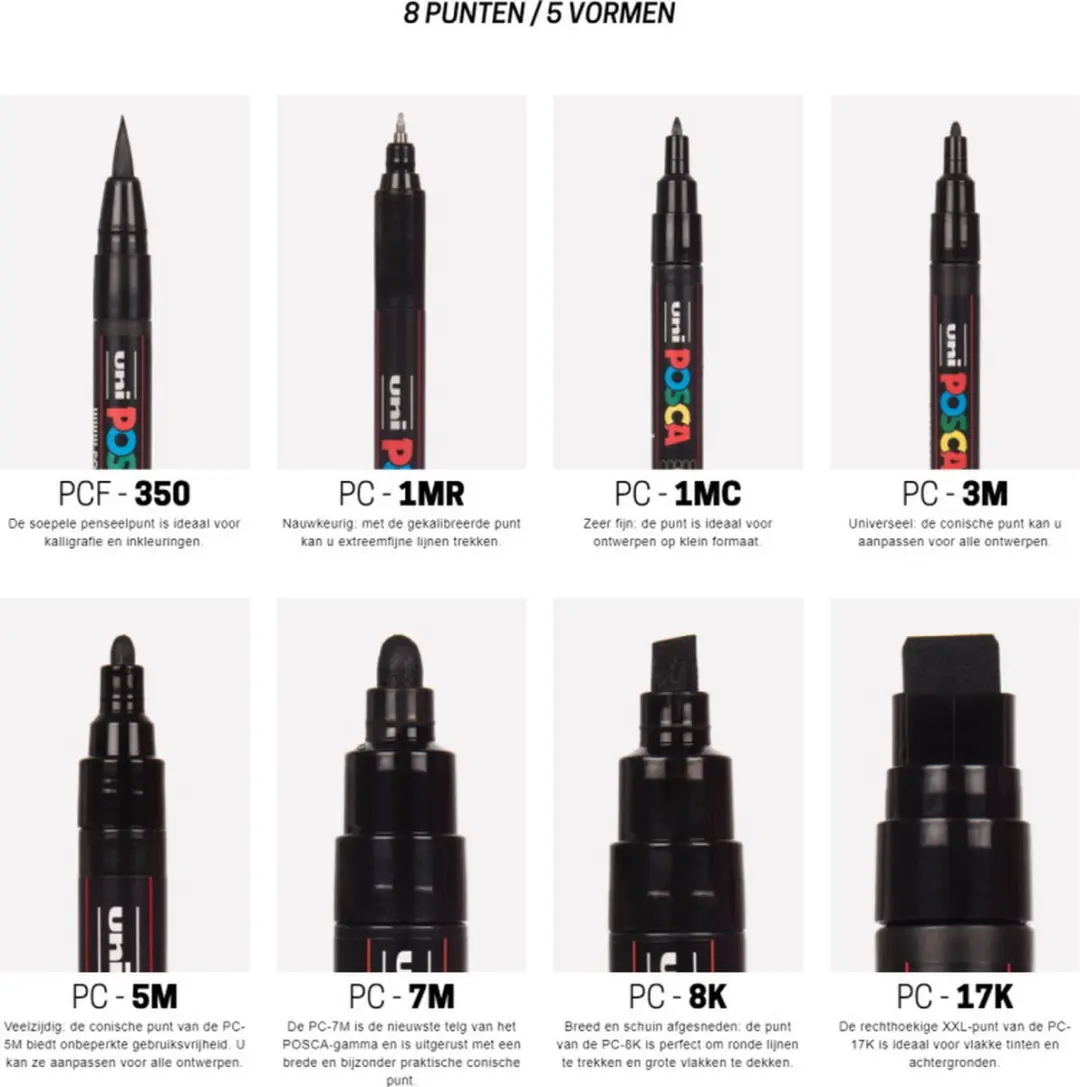 Posca PC-630965 Verfstift Wit - Conische punt - afbeelding 4 van 6