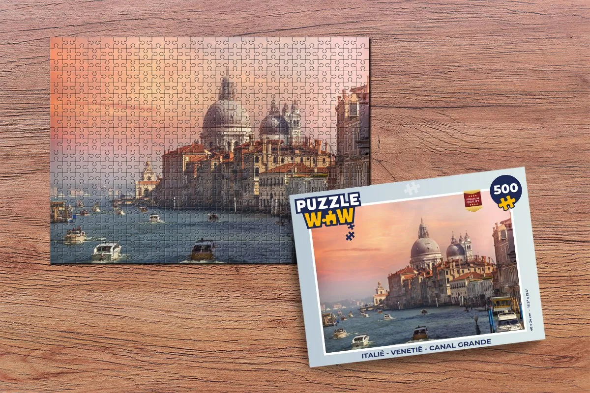 PuzzleWow Italië Venetië Canal Grande Legpuzzel 500 Stuks - Multicolor