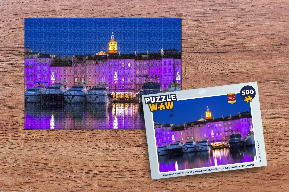 PuzzleWow Legpuzzel 500 Stuks - Paarse tinten Saint-Tropez - Multicolor