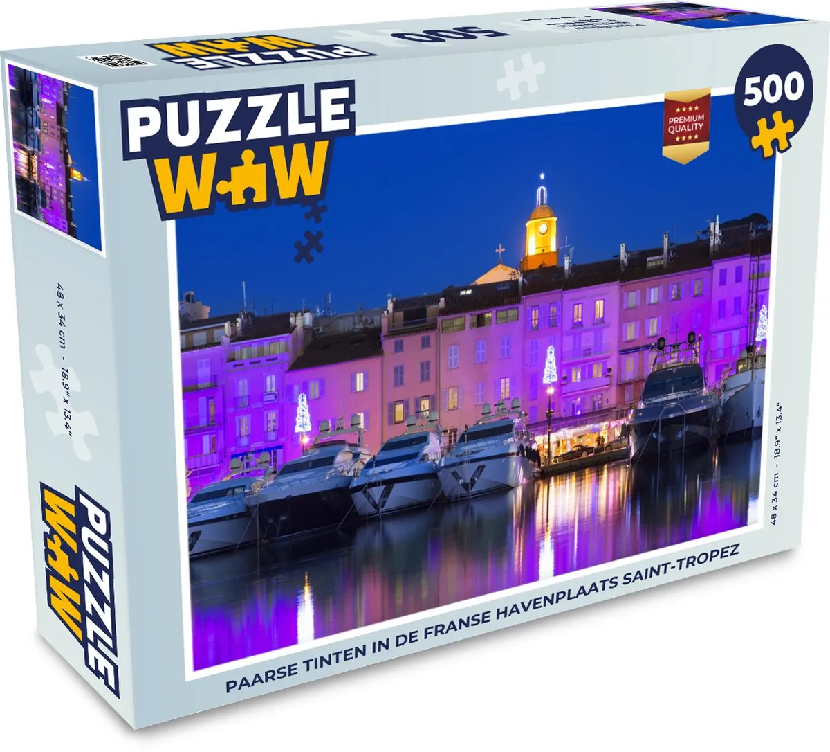 PuzzleWow Legpuzzel 500 Stuks - Paarse tinten Saint-Tropez - Multicolor