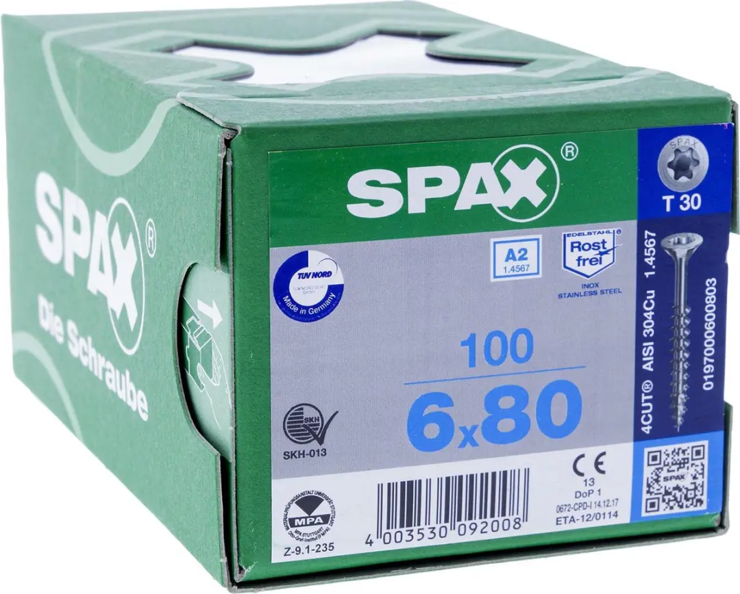 Spax Spaanplaatschroef RVS Torx 6.0 x 80 - 100 Stuks - afbeelding 6 van 6