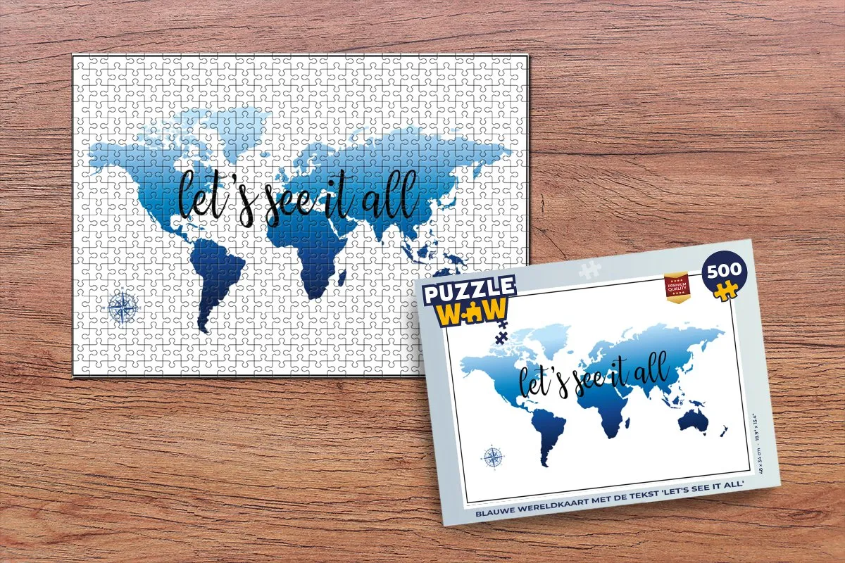 PuzzleWow Wereldkaart Legpuzzel 500 Stuks