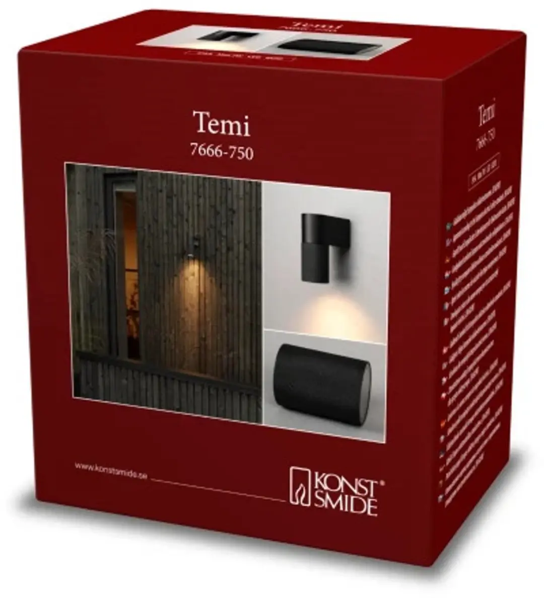 Konstsmide Wandspot Down Temi 7W - Zwart