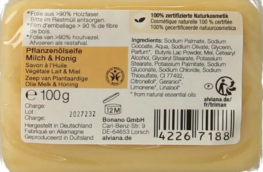 Alviana Zeep Melk/Honing 100ml