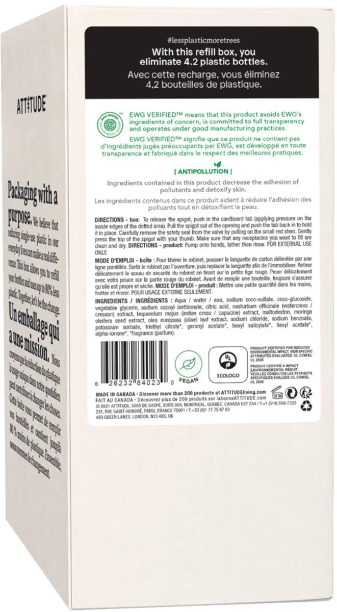 Attitude Super Leaves Handzeep Olijfbladeren Eco Refill 2L