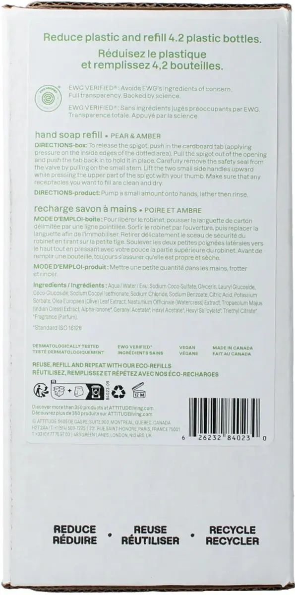 Attitude Super Leaves Handzeep Olijfbladeren Eco Refill 2L