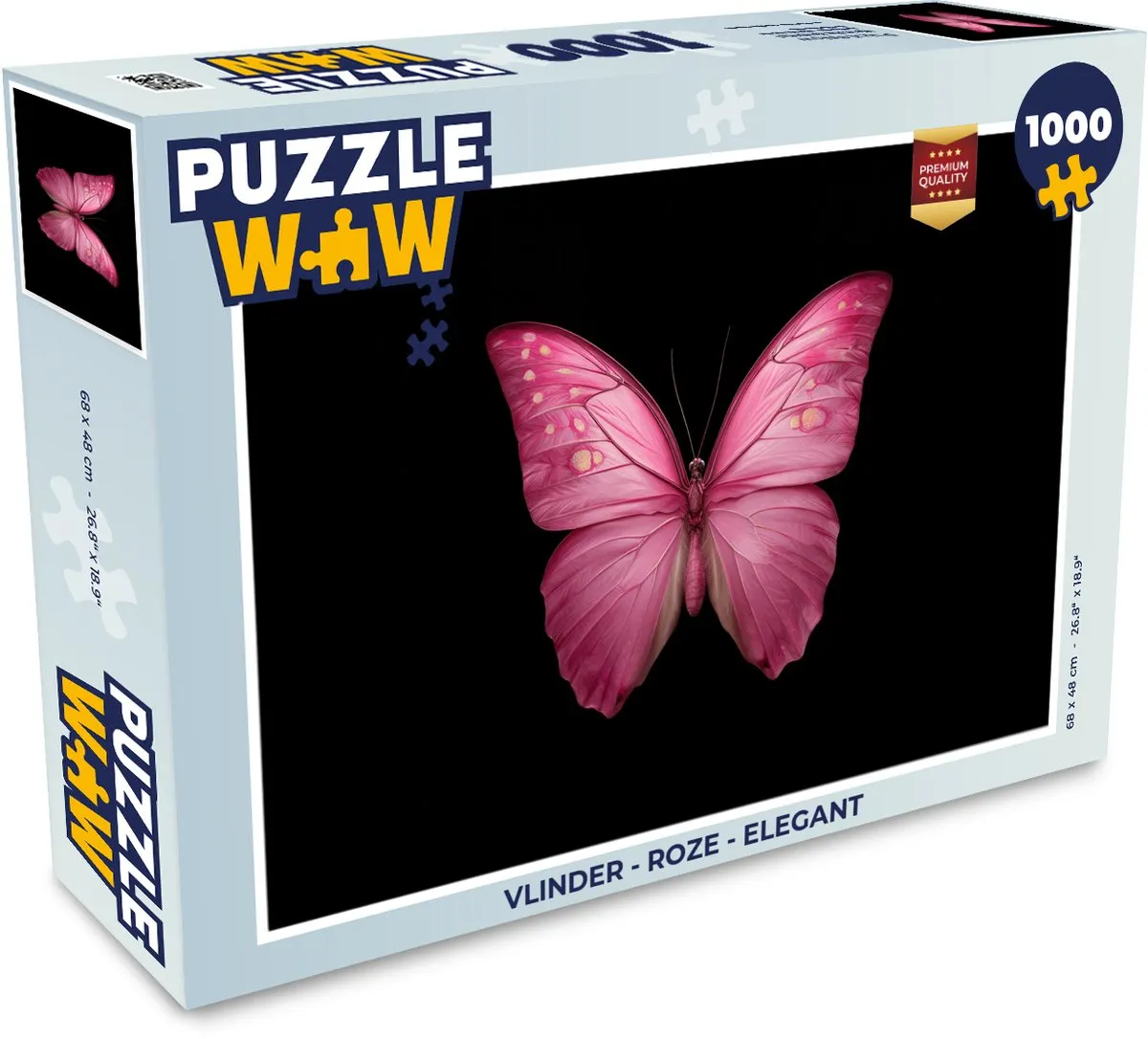 PuzzleWow Vlinder Legpuzzel 1000 Stuks - Roze