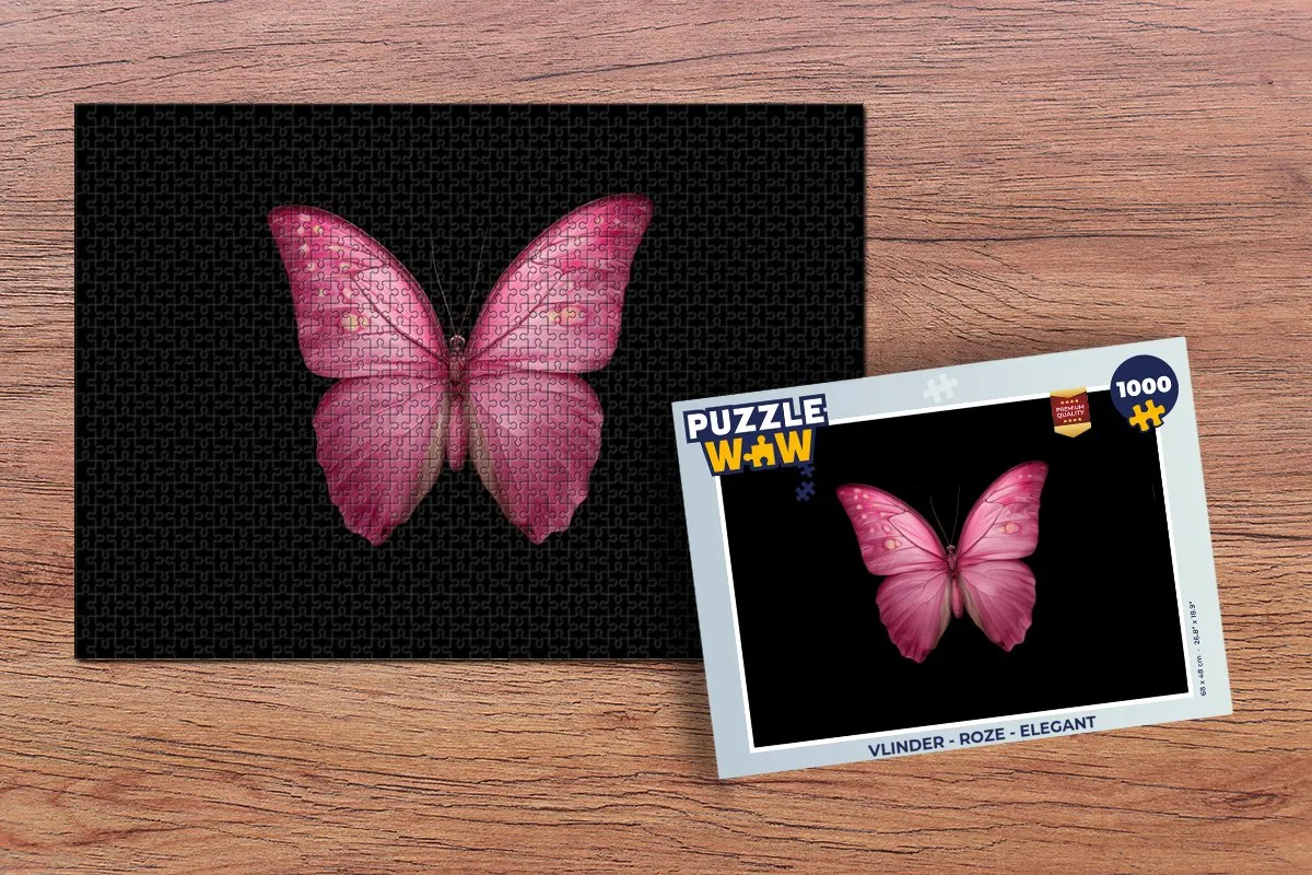 PuzzleWow Vlinder Legpuzzel 1000 Stuks - Roze