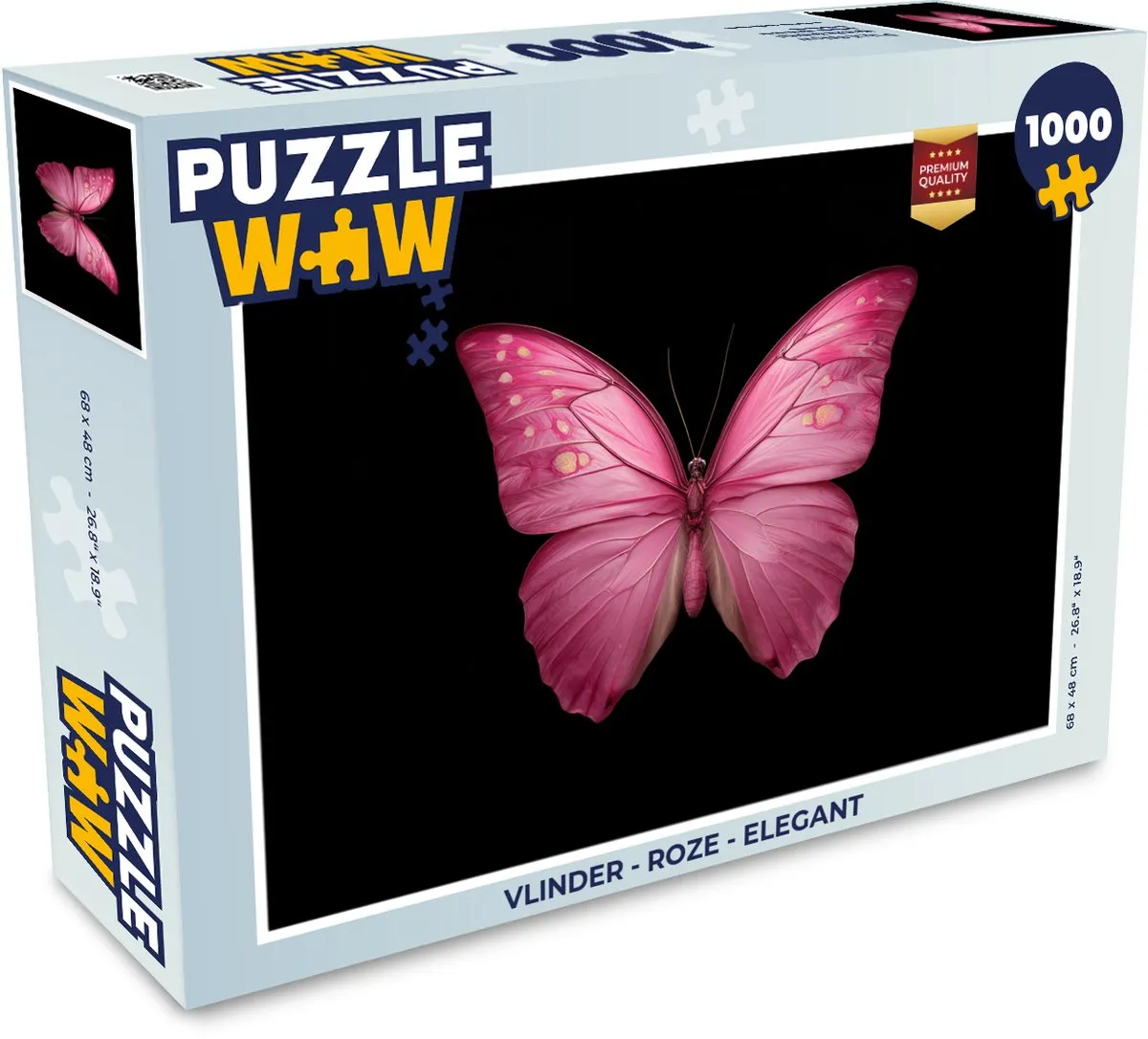 PuzzleWow Vlinder Legpuzzel 1000 Stuks - Roze