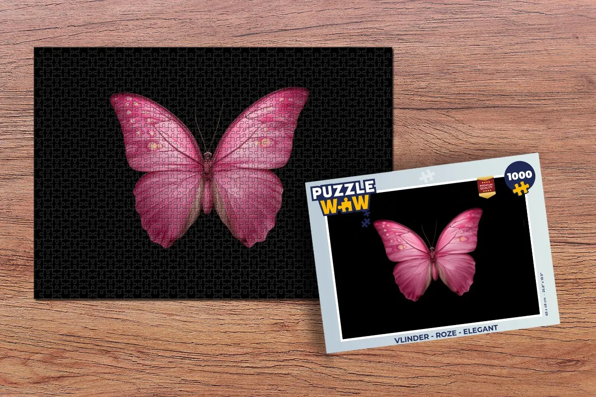 PuzzleWow Vlinder Legpuzzel 1000 Stuks - Roze