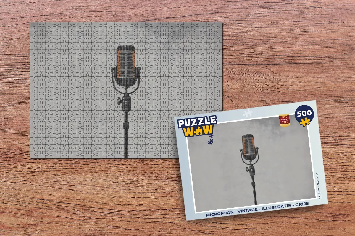 PuzzleWow Microfoon Legpuzzel 500 Stuks - Vintage Grijs