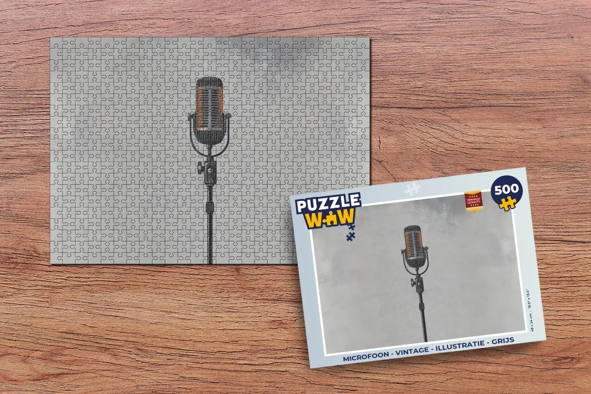 PuzzleWow Microfoon Legpuzzel 500 Stuks - Vintage Grijs