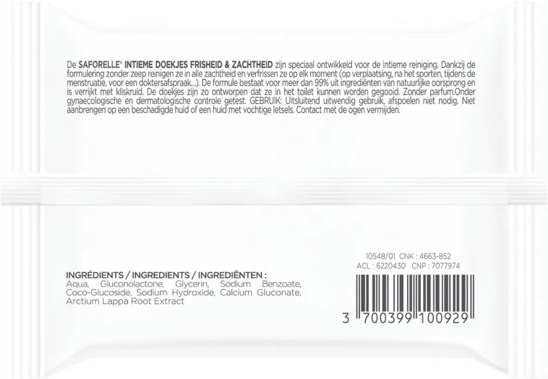 Saforelle Lingettes Flushable Pocket 10 Stuks