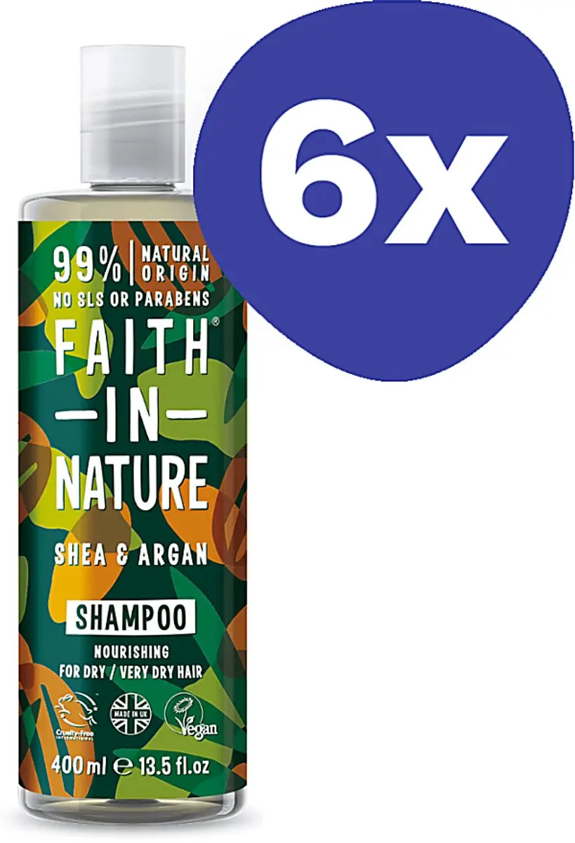 Faith in Nature Shea & Argan Shampoo (6x 400ml)
