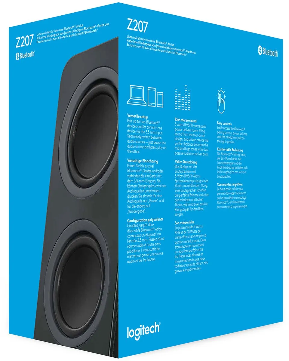 Logitech Z207 Bluetooth Computerspeakers - Zwart - afbeelding 6 van 6