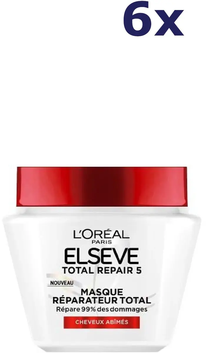 6x L'Oréal Elseve Total Repair 5 Haarmasker voor beschadigd haar 300ML