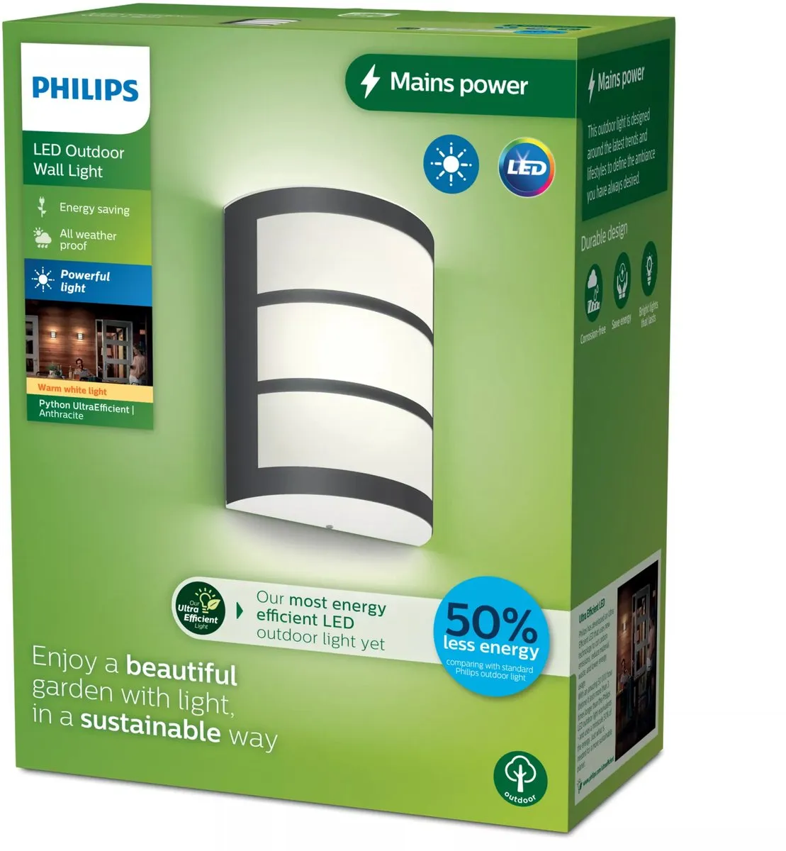 Philips Python Wandlamp 3,8W - Anthraciet