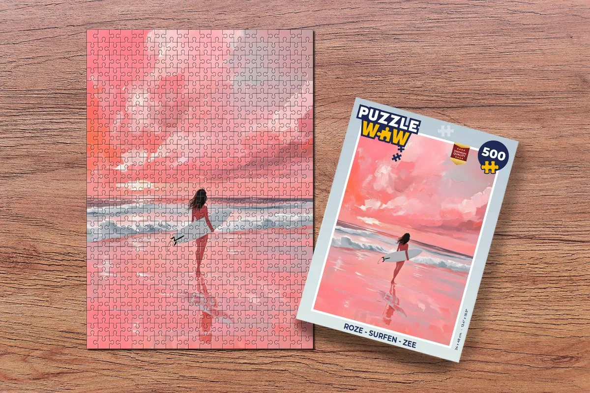 PuzzleWow Legpuzzel Surfen 500 Stuks - Roze/Vrouw