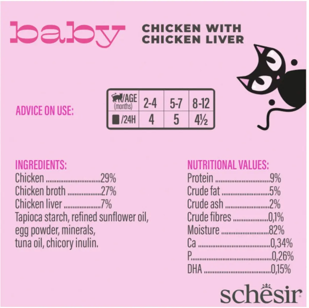Schesir Baby Mouse Kattenvoer 70g - Kip - afbeelding 3 van 6