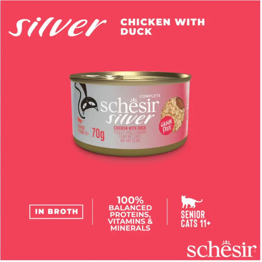 Schesir Silver Kattenvoer 70g - Kip & Eend - afbeelding 2 van 4