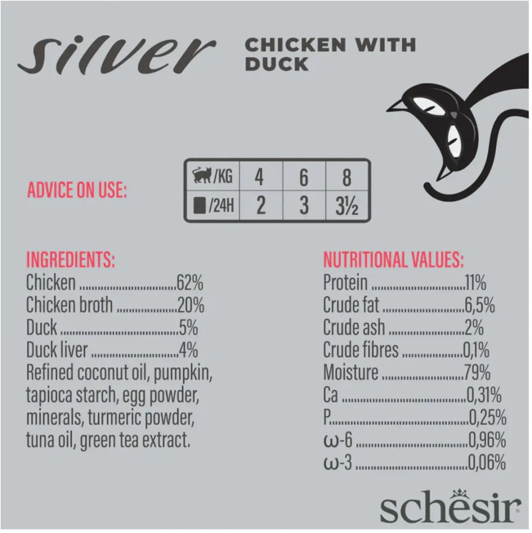Schesir Silver Kattenvoer 70g - Kip & Eend - afbeelding 3 van 4