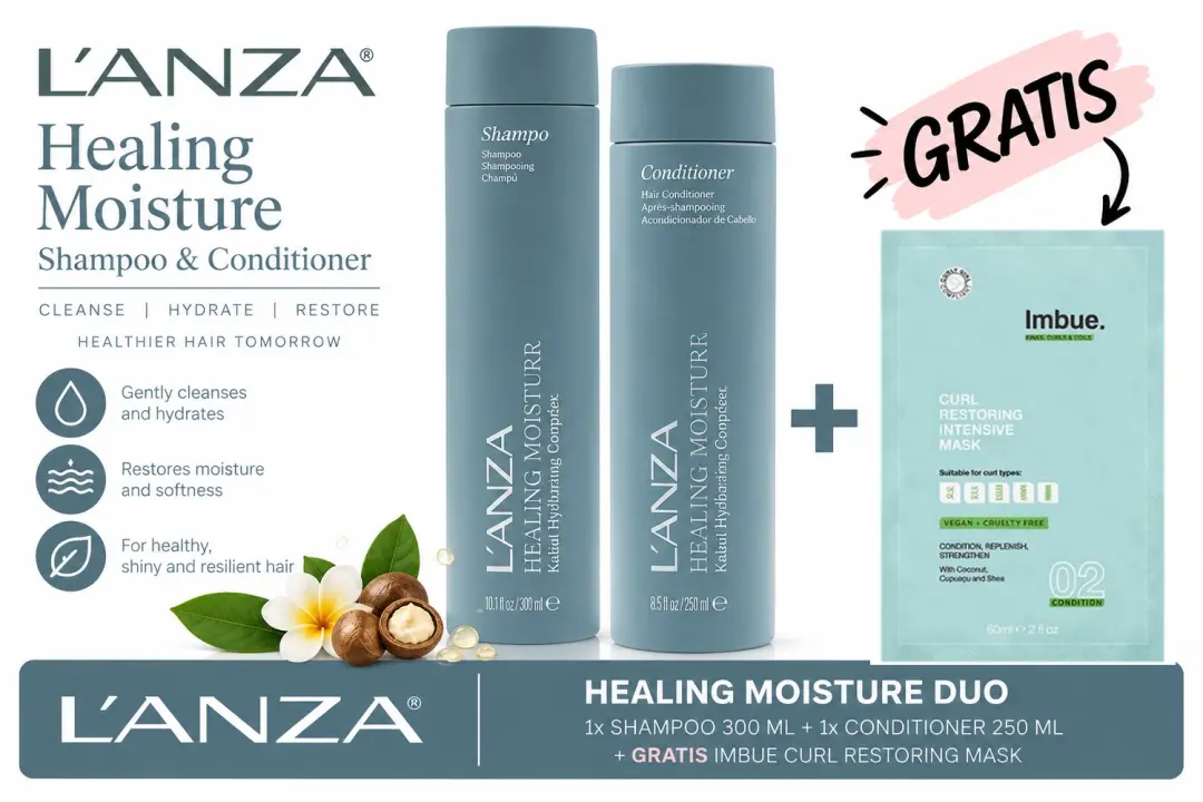 L’ANZA Healing Moisture Shampoo & Conditioner Duo + Gratis Imbue Masker