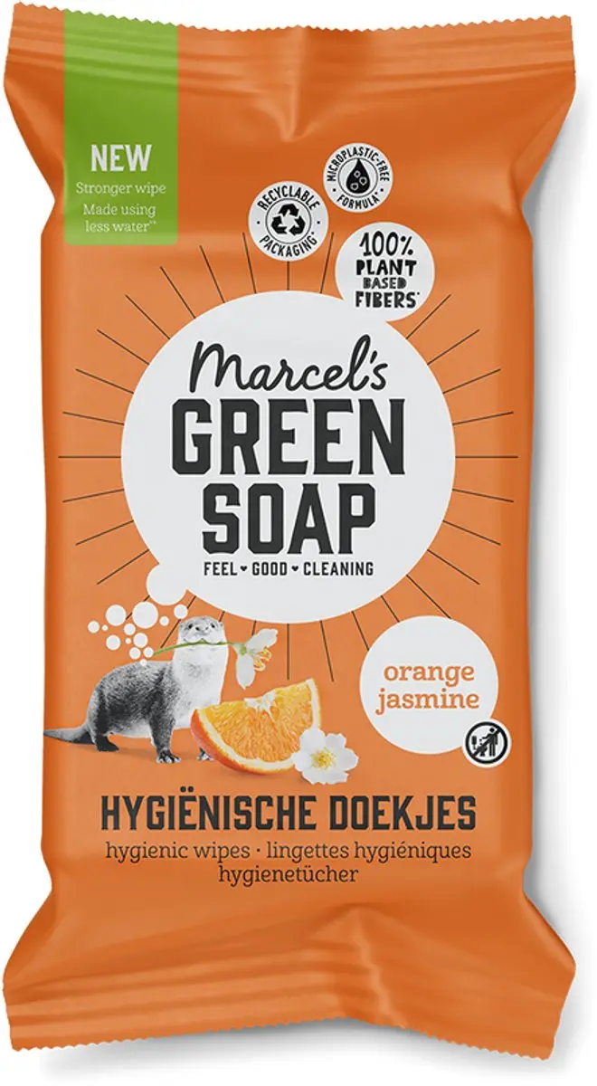 Marcel's Green Soap Hygiënische Schoonmaakdoekjes Sinaasappel & Jasmijn (60 stu
