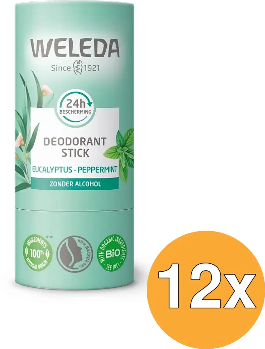 12x WELEDA Eucalyptus + peppermint 24U deodorant stick (50 gr)