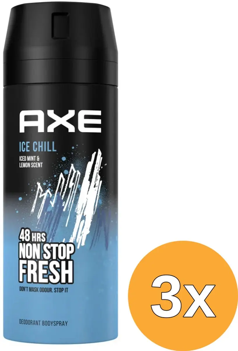 3x Axe Deodorant bodyspray ice chill (150 ml)