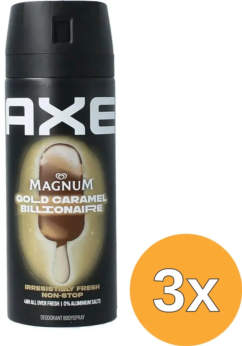 3x AXE Deodorant Bodyspray Magnum Gold Caramel (150 ml)