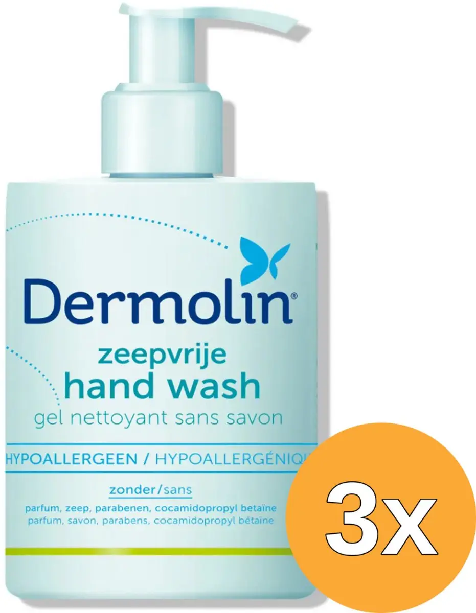 3x Dermolin Handwash Zeepvrij Dispenser (200 ml)