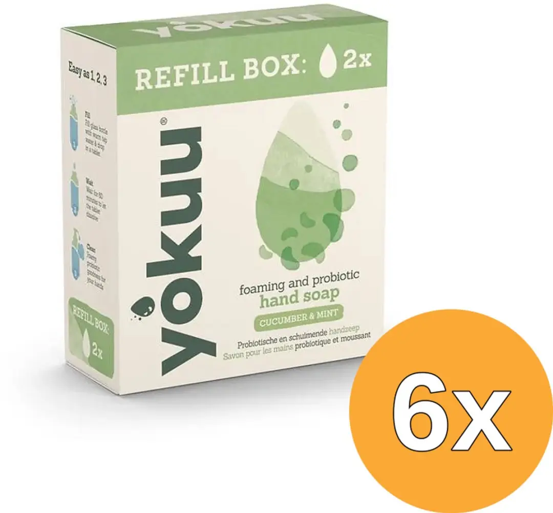 6x Yokuu Handzeep Cucumber & Mint Refill (2 stuks)