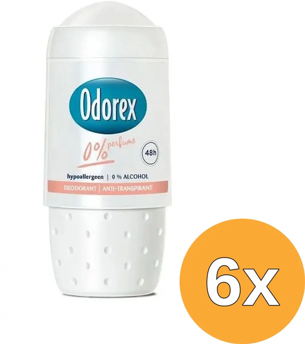 6x Odorex Deodorant roller 0% perfume (50 ml)