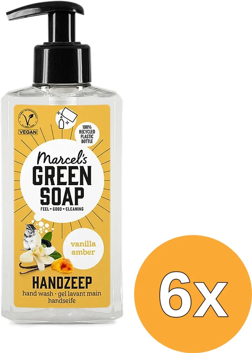 6x Marcel's Green Soap Handzeep Vanille & Amber (250ml)