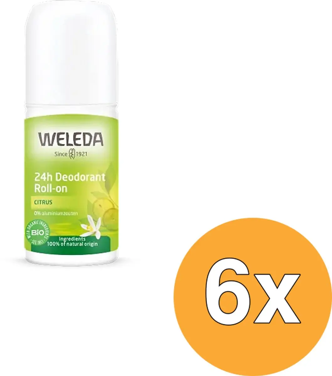 6x WELEDA 24H Deodorant Roll On citrus (50 ml)