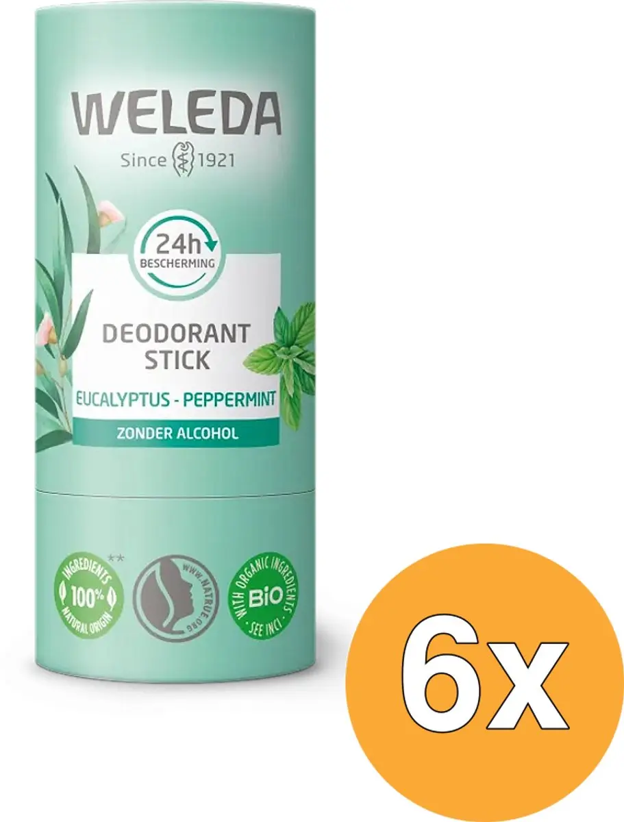 6x WELEDA Eucalyptus + peppermint 24U deodorant stick (50 gr)