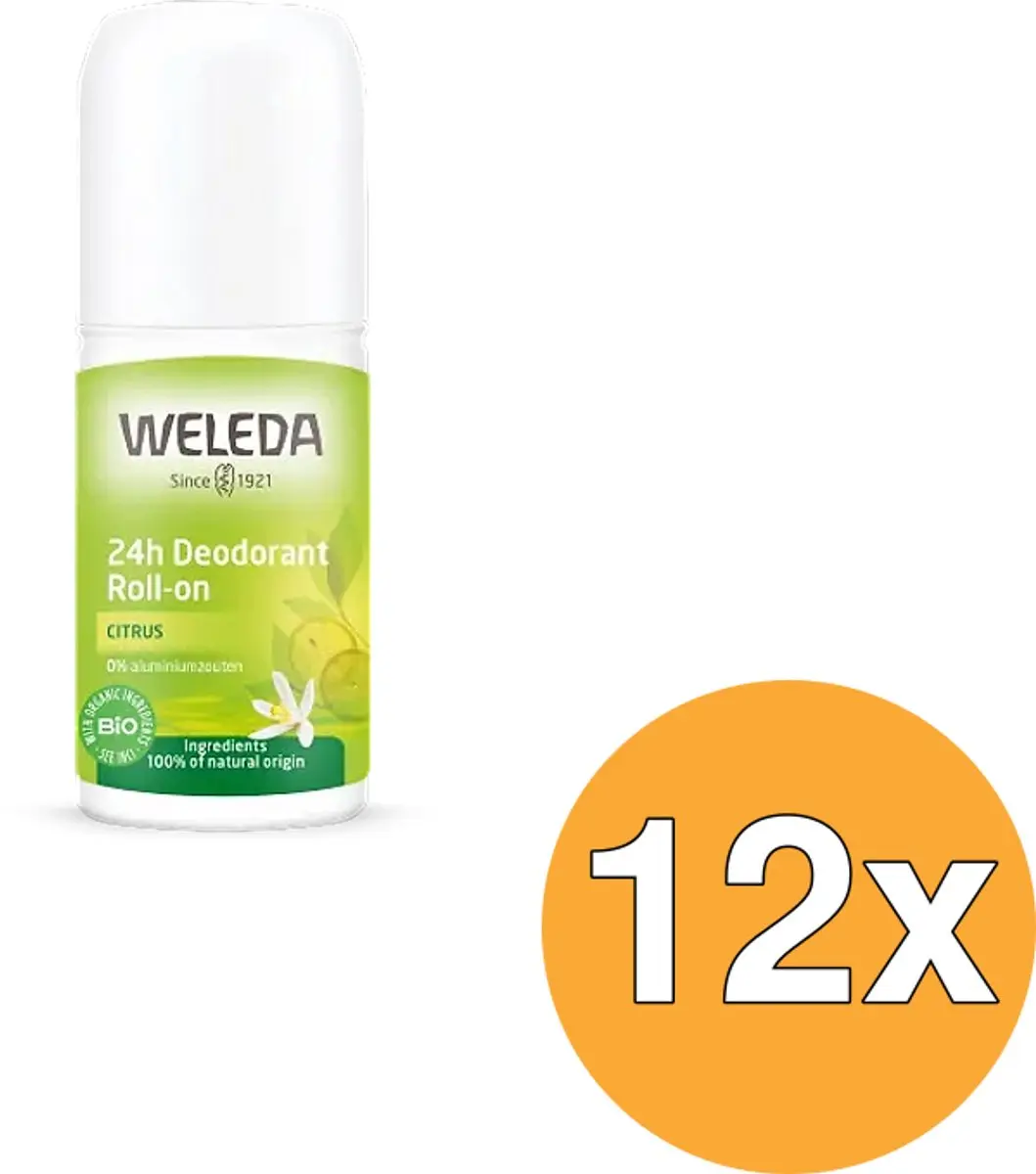 12x WELEDA 24H Deodorant Roll On citrus (50 ml)