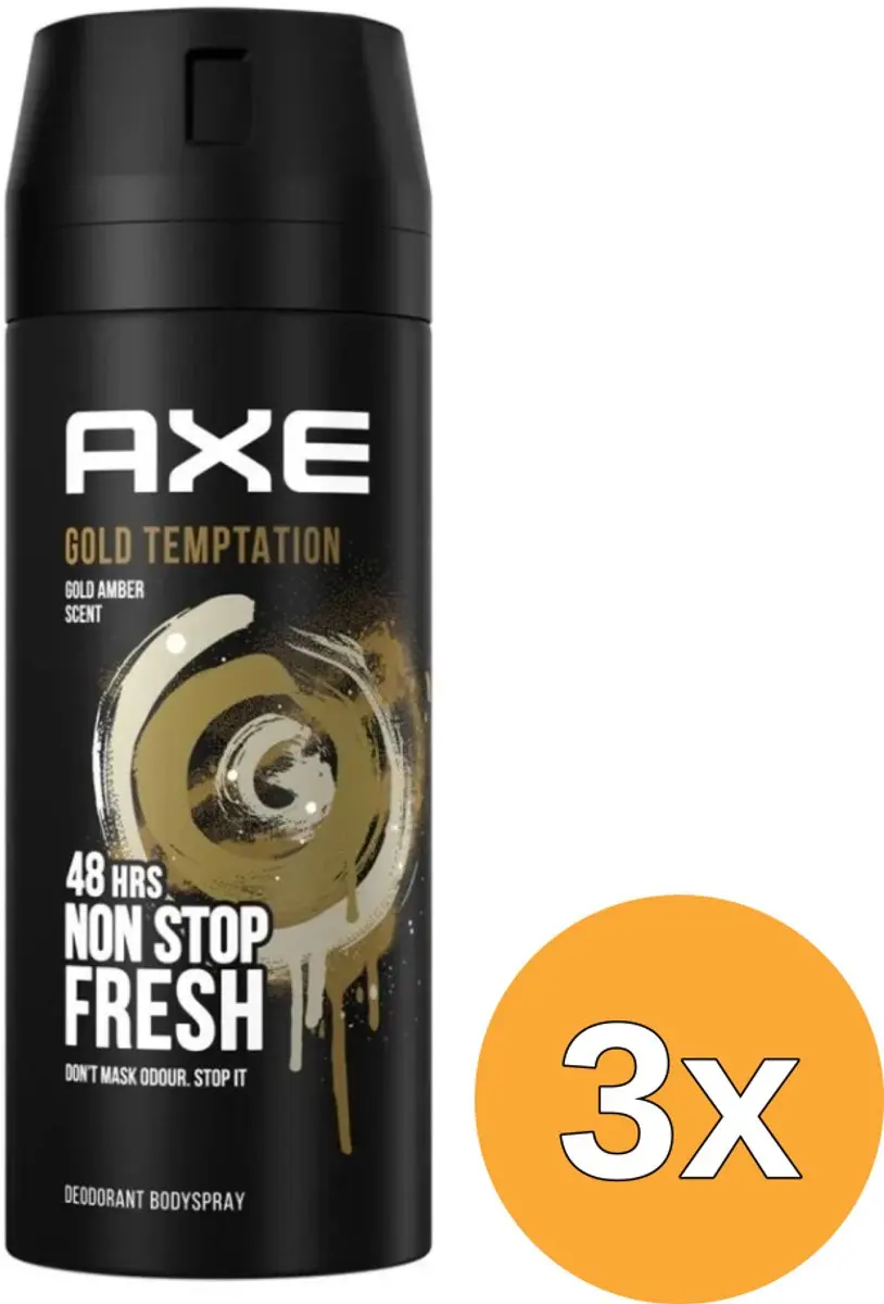 3x Axe Deodorant bodyspray gold temptation (150 ml)