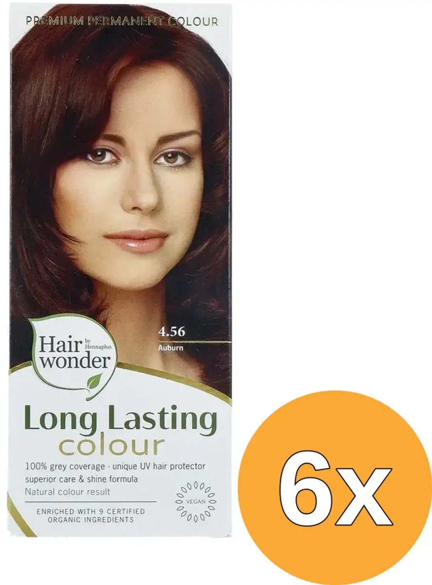 6x Hairwonder Long lasting colour 4.56 auburn (100 ml)