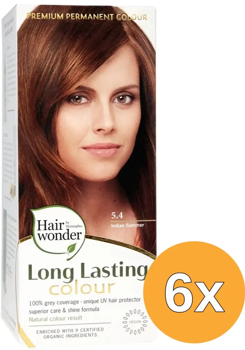 6x Hairwonder Long lasting colour 5.4 indian summer (100 ml)