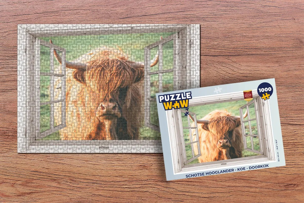 PuzzleWow Schotse Hooglander Legpuzzel 1000 Stuks - Multicolor