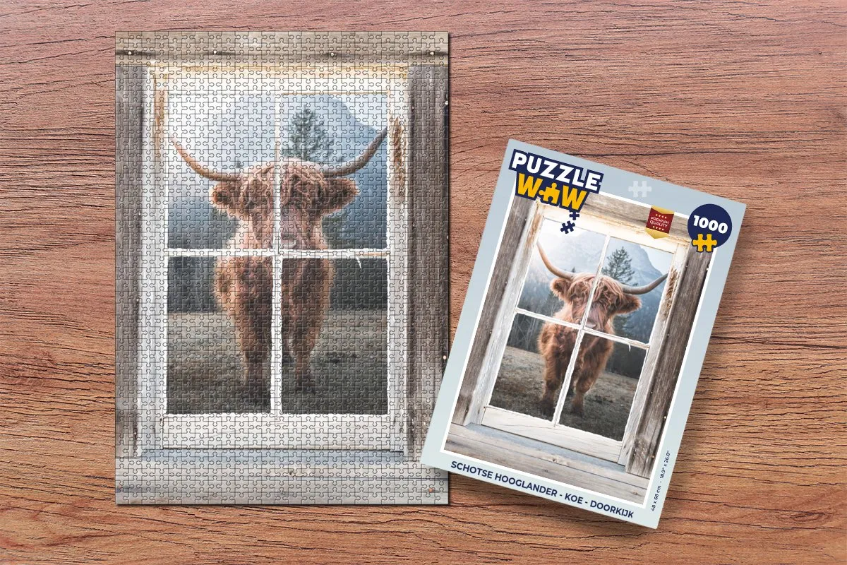 PuzzleWow Schotse Hooglander Legpuzzel 1000 Stuks - Multicolor