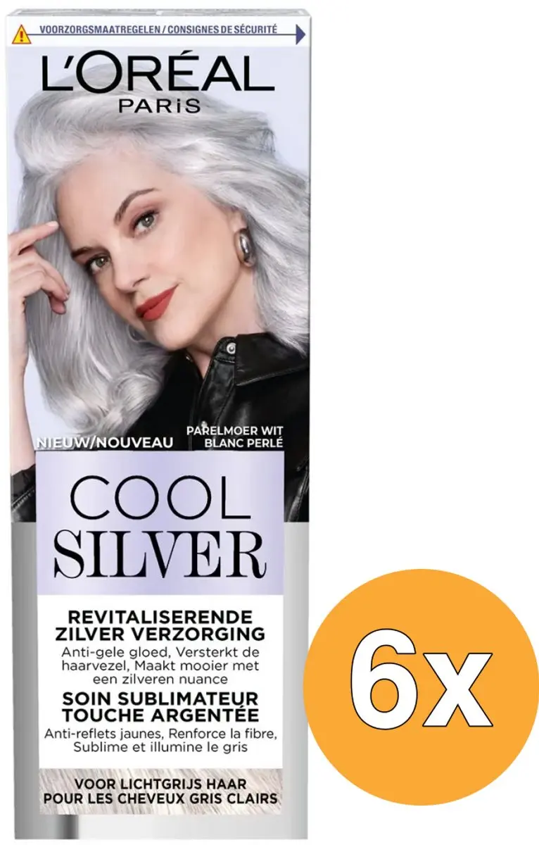 6x L'Oréal Paris Cool Silver Parelmoer Wit Revitaliserende Zilver Verzorging (1