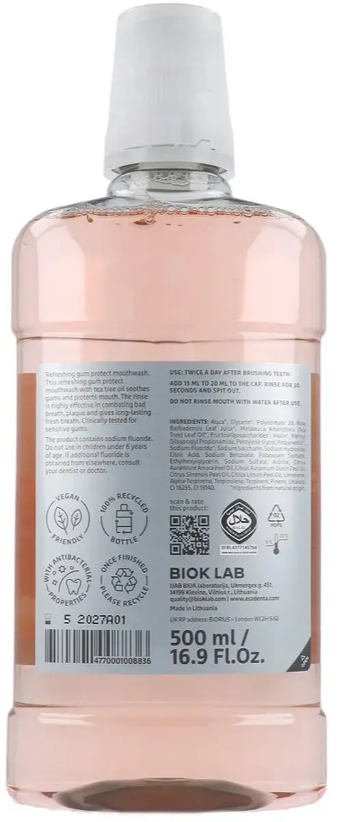Ecodenta Refresh & Gum Protect Mondwater 500ml - Grapefruit