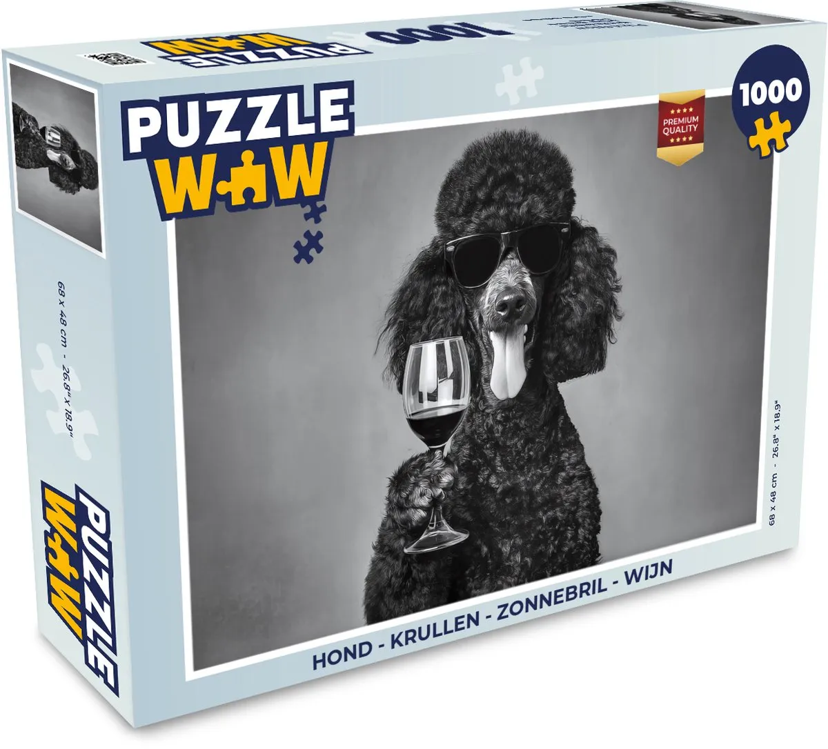 PuzzleWow Hond Zonnebril Wijn Legpuzzel 1000 Stuks