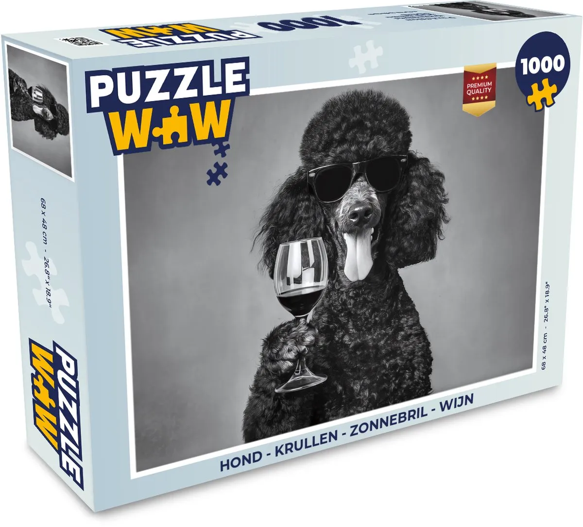 PuzzleWow Hond Zonnebril Wijn Legpuzzel 1000 Stuks